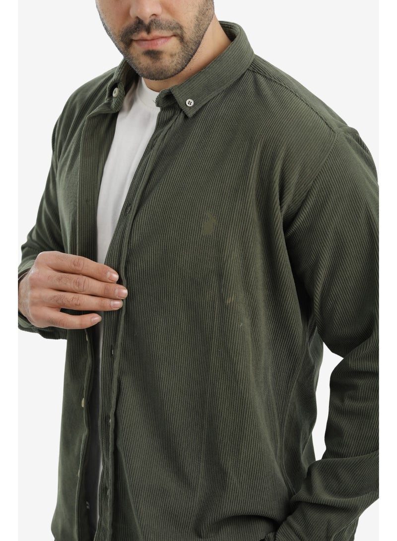 WHITE RABBIT “Slim Fit Olive Cotton Shirt for Men” - Image 4